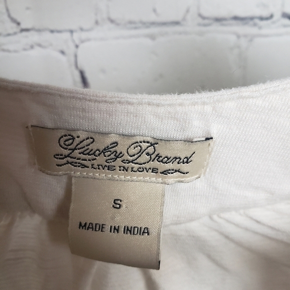 Lucky Brand Cream Horseshoe Neck Top Boho Hippie Western Bohemian Casual… - Picture 3 of 8